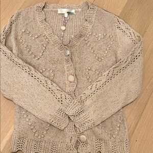 Girls Love Shack Fancy beige cardigan